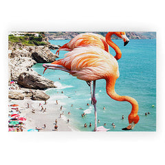 83 Oranges Flamingos on the Beach Wildlife Welcome Mat
