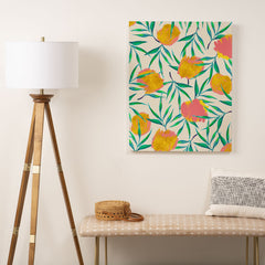 83 Oranges Floral Blush Gold Art Canvas