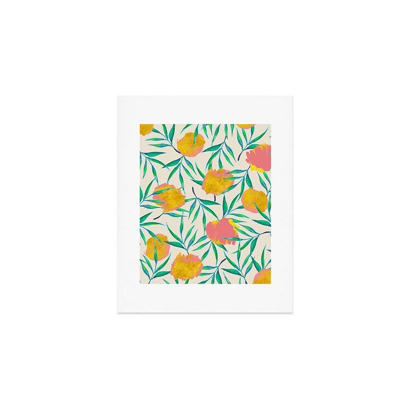 83 Oranges Floral Blush Gold Art Print