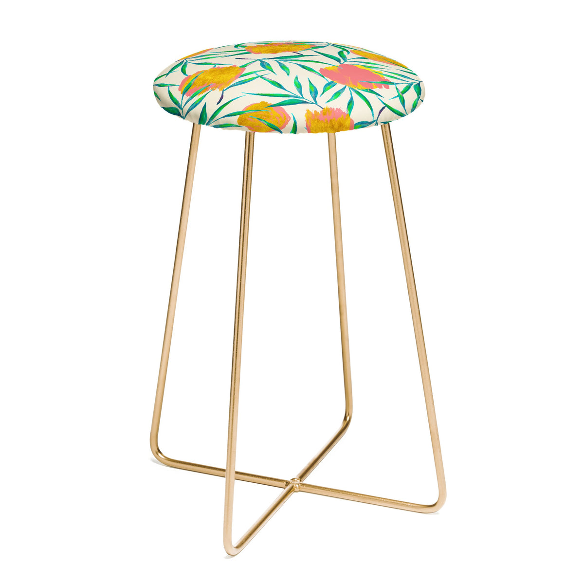 83 Oranges Floral Blush Gold Counter Stool