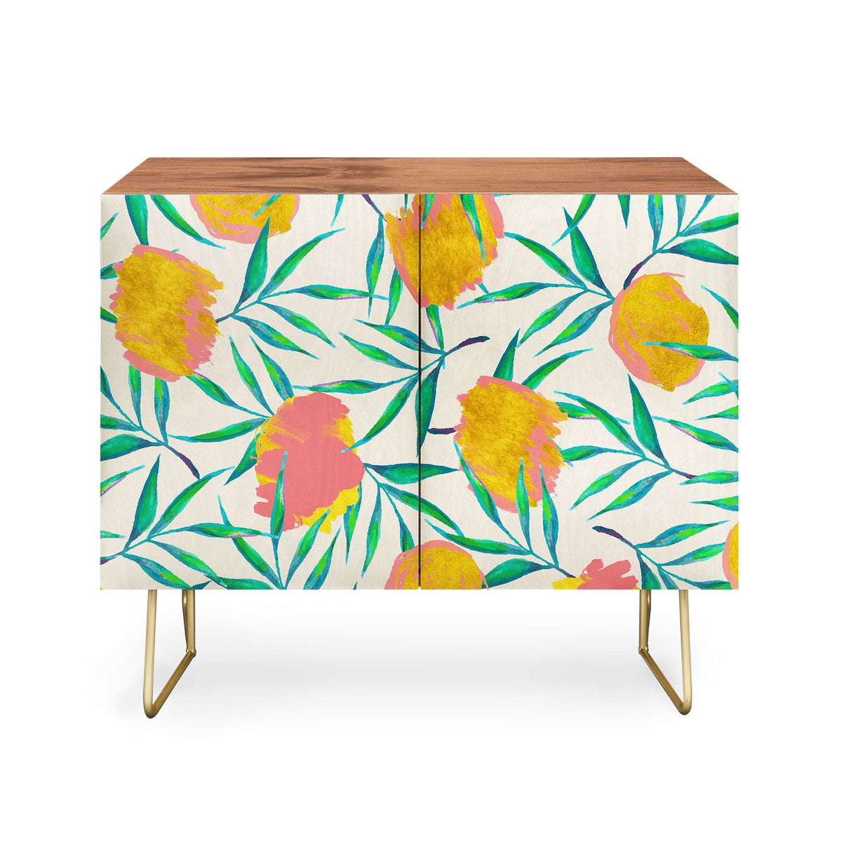 83 Oranges Floral Blush Gold Credenza