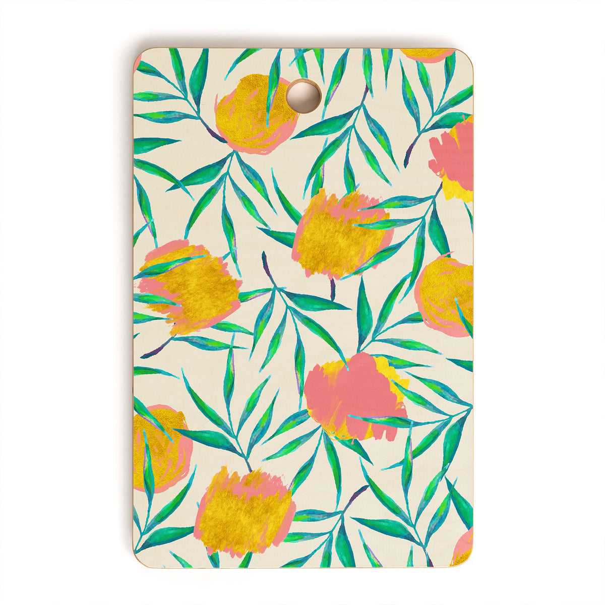 83 Oranges Floral Blush Gold Cutting Board Rectangle