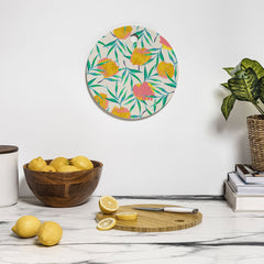 83 Oranges Floral Blush Gold Cutting Board Round