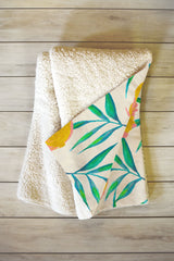 83 Oranges Floral Blush Gold Fleece Throw Blanket