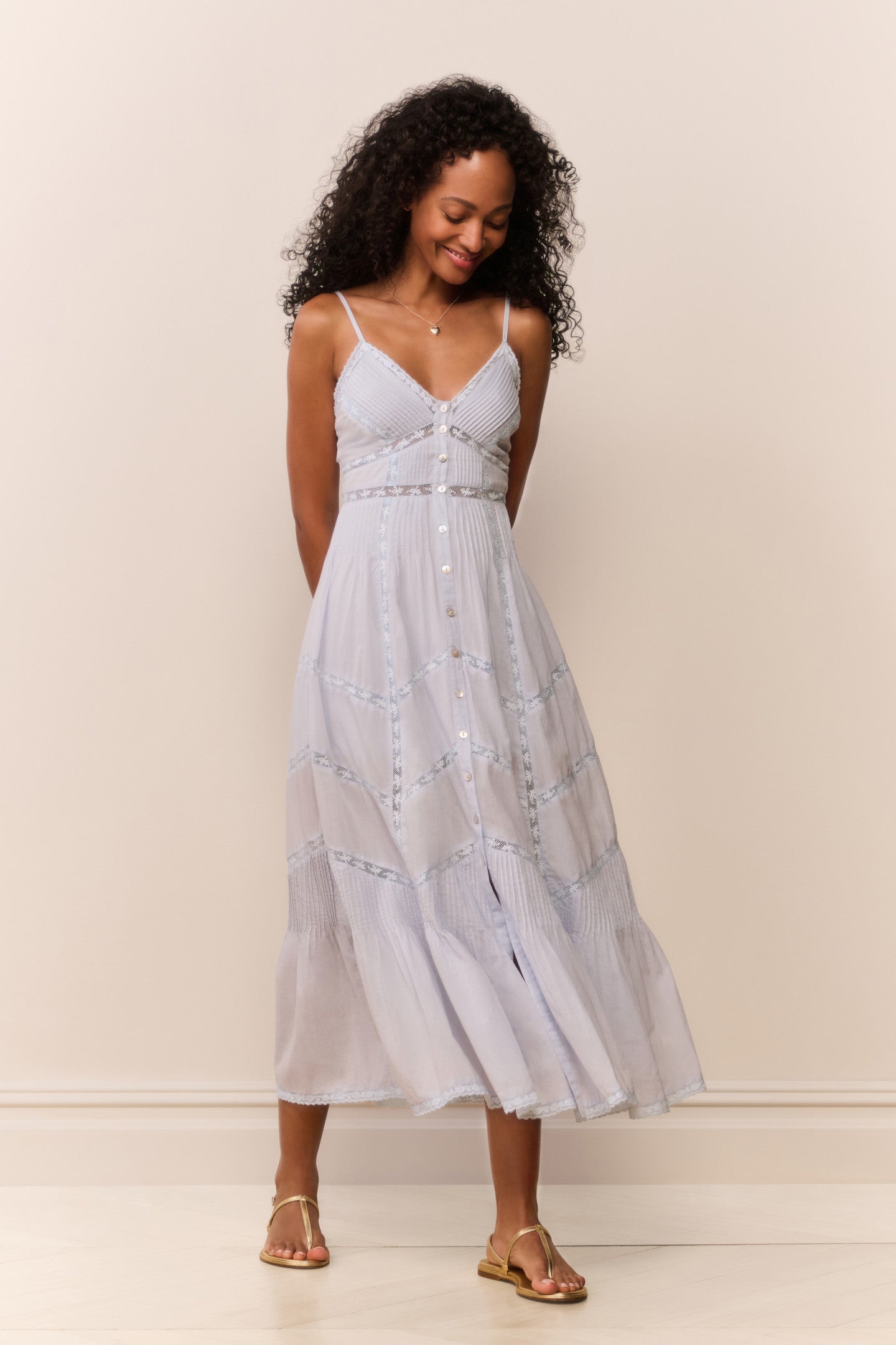 Esilda Heritage Cotton Midi Dress - BABY BLUEBELL