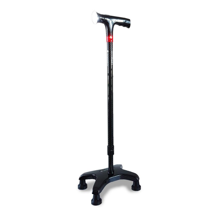 AgeGracefully Carbon Fiber Quad Cane Essential Handle with Manual Alarm / Medium Quad