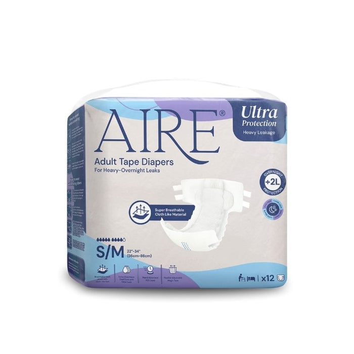 Aire Ultra Tape Diapers S/M (12s)