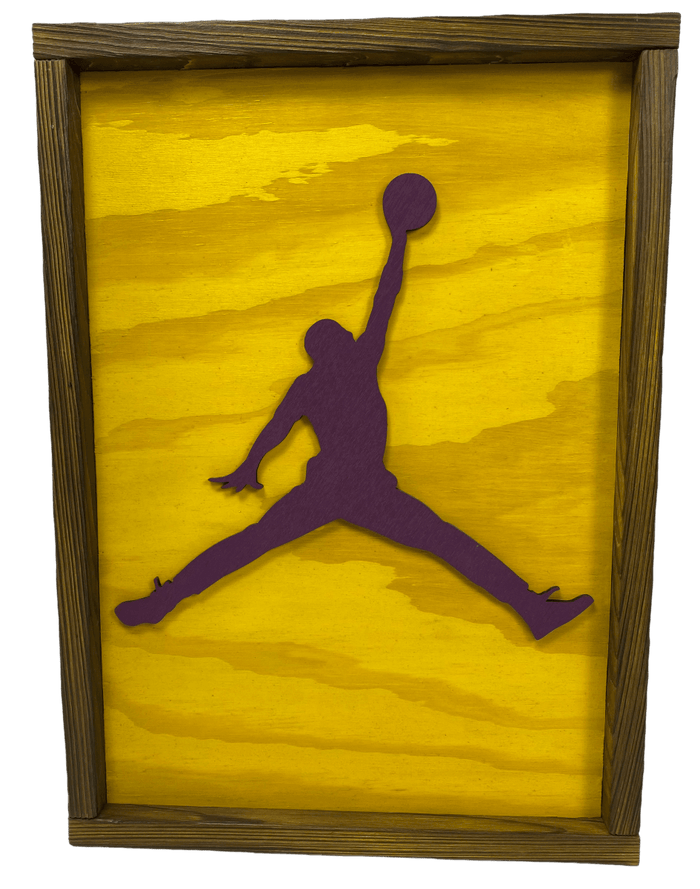 Custom Wood Art - Jump Man Lakers - Custom Wood Art - Jawns on Fire Sneakers & Shoes