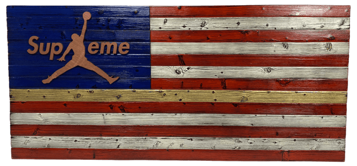 Custom Wood Art - Supreme/Jumpman American Flag - Custom Wood Art - Jawns on Fire Sneakers & Shoes