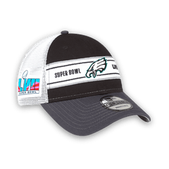 Eagles New Era Black/White Super Bowl LVII Trucker 9FORTY Adjustable Hat - Headwear - Jawns on Fire Sneakers & Shoes