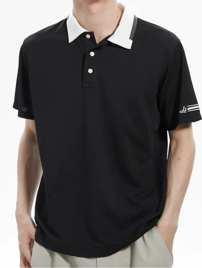 PRINT COLLOR ＆THREE-LINE H EMBROIDERY POLO