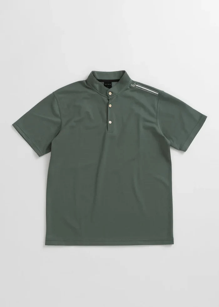 STAND COLLOR ＆THREE-LINE H EMBROIDERY POLO