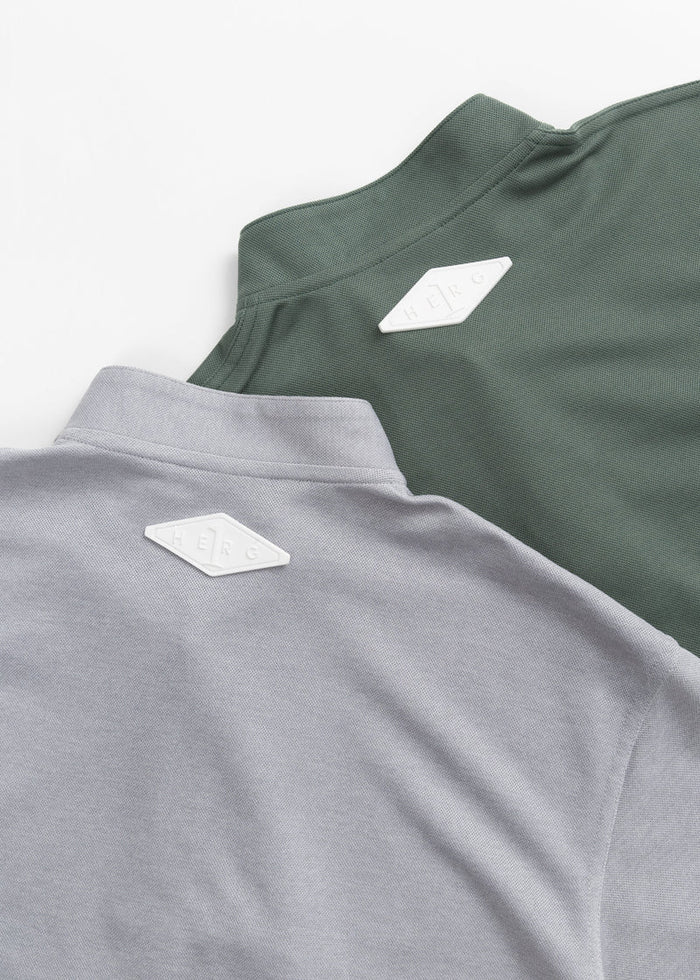 STAND COLLOR ＆THREE-LINE H EMBROIDERY POLO