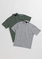 STAND COLLOR ＆THREE-LINE H EMBROIDERY POLO