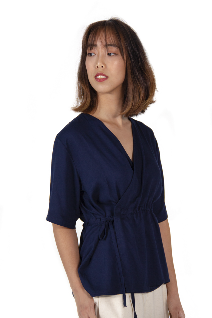 Will & Well Kimono Drawstring Blouse With Easy Velcro